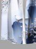 Plus Size Chinese Style Mountain Plum Bossom Flowers Print Buttons Pocket Hawaii Shirt For Men -  