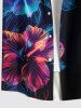 Chemise hawaïenne grande taille à imprimé tropical, fleurs d'hibiscus et feuilles, avec poches et boutons, pour homme - Noir 2XL