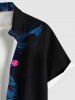 Chemise hawaïenne grande taille à imprimé tropical, fleurs d'hibiscus et feuilles, avec poches et boutons, pour homme - Noir 2XL