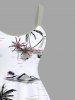 Plus Size Coconut Tree Sailboat Sea Waves Print Hawaii Tank Dress -  