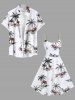 Plus Size Coconut Tree Sailboat Sea Waves Print Hawaii Tank Dress -  