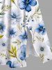 Robe mi-longue hawaïenne fendue à imprimé fleurs et feuilles grande taille - Blanc S