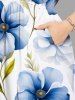Robe mi-longue hawaïenne fendue à imprimé fleurs et feuilles grande taille - Blanc L