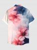 Plus Size Ombre Watercolor Flower Print Hawaii Button Pocket Shirt For Men -  