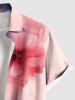 Plus Size Ombre Watercolor Flower Print Hawaii Button Pocket Shirt For Men -  