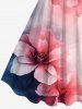 Plus Size Ombre Watercolor Flower Print Hawaii A Line Tank Dress -  