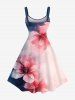 Plus Size Ombre Watercolor Flower Print Hawaii A Line Tank Dress -  