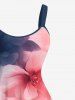 Plus Size Ombre Watercolor Flower Print Hawaii A Line Tank Dress -  