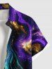 Plus Size Glitter River Galaxy Print Hawaii Button Pocket Shirt For Men -  