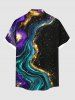 Plus Size Glitter River Galaxy Print Hawaii Button Pocket Shirt For Men -  