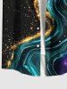 Plus Size Glitter River Galaxy Print Hawaii Button Pocket Shirt For Men -  
