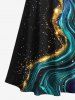 Robe longue trapèze hawaïenne à bretelles croisées et épaules dénudées, imprimé galaxie et paillettes, grande taille - Noir L
