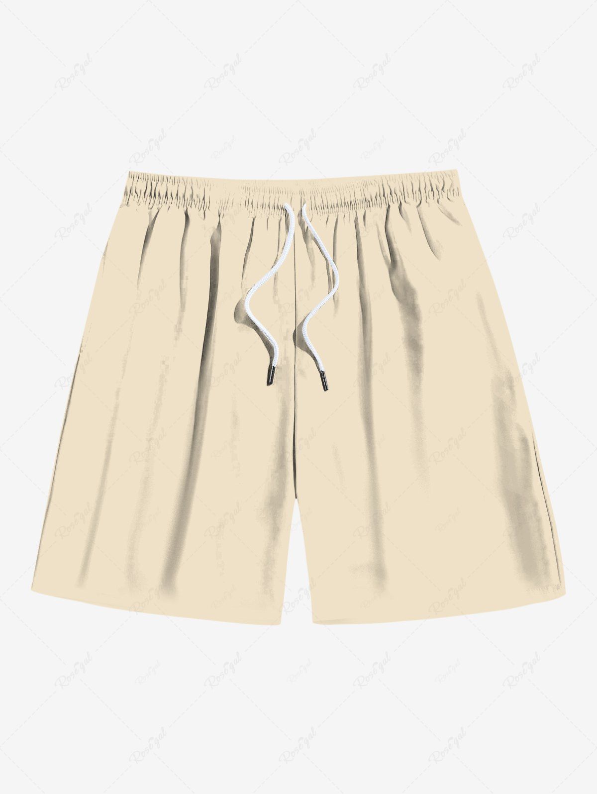 Shop Plus Size Solid Color Drawstring Pocket Beach Shorts For Men  