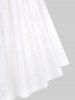 Lace Up Hollow Out Knit Jacquard Cold Shoulder 2 In 1 Top and Pintuck Buckle Waist Wide Leg Pants Plus Size Outfit -  