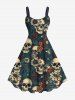 Skulls Flowers Print Plus Size Matching Hawaii Beach Outfit For Couples -  