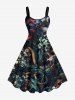 Tenue de plage hawaïenne assortie grande taille, motif tête de mort, fleurs, imprimé serpent, pour couples - Noir 