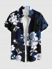 Ensemble chemise et barboteuse hawaïennes assorties, tenue de plage grande taille, imprimé fleurs d'hibiscus ombré, branches et feuilles, pour couples - Bleu de Minuit 