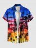Tenue de plage hawaïenne assortie grande taille à imprimé nuage et cocotiers, idéale pour les couples - Bleu Ciel 