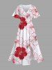 Tenue de plage hawaïenne assortie grande taille à imprimé floral d'hibiscus texturé pour couples - Rouge 