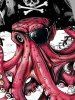 Plus Size Octopus Pirate Ship Rudder Cruise Print Hawaii Beach Shorts For Men -  