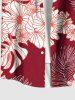 Plus Size Tropical Leaf Flower Print Hawaii Button Pocket Shirt For Men -  