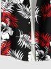 Plus Size Two Tone Tropical Leaf Hibiscus Flower Print Hawaii Button Pocket Shirt For Men -  