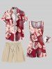 Plus Size Solid Drawstring Pockets Hawaii Beach Shorts For Men -  