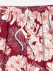 Short de plage grande taille à imprimé feuilles tropicales et fleurs d'hibiscus hawaïen avec cordon de serrage et poches pour homme - Rouge 6XL