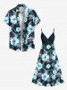 Robe camisole hawaïenne à imprimé tropical et fleurs d'hibiscus grande taille - Noir 5X