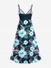 Robe camisole hawaïenne à imprimé tropical et fleurs d'hibiscus grande taille - Noir 5X