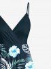 Robe camisole hawaïenne à imprimé tropical et fleurs d'hibiscus grande taille - Noir 5X