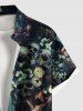 Chemise hawaïenne grande taille à boutons et poches, imprimé tête de mort, fleurs et serpent, pour homme - Noir S
