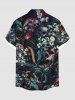 Chemise hawaïenne grande taille à boutons et poches, imprimé tête de mort, fleurs et serpent, pour homme - Noir S