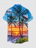 Chemise hawaïenne grande taille à boutons et poches pour homme, motif cocotiers, ciel coloré et nuages - Bleu Ciel XL