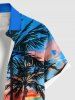 Chemise hawaïenne grande taille à boutons et poches pour homme, motif cocotiers, ciel coloré et nuages - Bleu Ciel XL