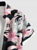 Plus Size Flowers Leaf Tropical Print Buttons Pocket Hawaii Shirt For Men -  