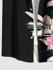 Plus Size Flowers Leaf Tropical Print Buttons Pocket Hawaii Shirt For Men -  