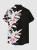 Plus Size Flowers Leaf Tropical Print Buttons Pocket Hawaii Shirt For Men -  