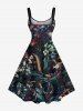Plus Size Skulls Flowers Snake Print Hawaii Tank Dress -  
