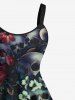 Plus Size Skulls Flowers Snake Print Hawaii Tank Dress -  
