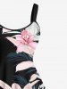 Plus Size Flowers Leaf Tropical Print Hawaii Tank Dress -  