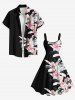 Plus Size Flowers Leaf Tropical Print Hawaii Tank Dress -  