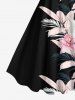 Plus Size Flowers Leaf Tropical Print Hawaii Tank Dress -  