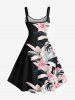 Plus Size Flowers Leaf Tropical Print Hawaii Tank Dress -  