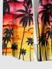 Plus Size Coconut Tree Galaxy Ombre Cloud Print Buttons Pocket Hawaii Shirt For Men -  