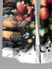 Plus Size Flowers Leaf Moon Print Buttons Pocket Hawaii Shirt For Men -  