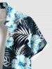 Chemise hawaïenne grande taille à imprimé tropical, fleurs d'hibiscus et feuilles, avec poches et boutons, pour homme - Noir S