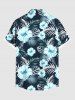 Chemise hawaïenne grande taille à imprimé tropical, fleurs d'hibiscus et feuilles, avec poches et boutons, pour homme - Noir S