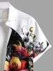 Chemise hawaïenne grande taille à imprimé fleurs, feuilles et lune, avec poches et boutons, pour homme - Blanc 6XL