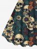 Plus Size Skulls Flowers Print Hawaii Tank Dress -  